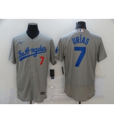 Men Los Angeles Dodgers 7 Julio Urias Grey Stitched MLB Cool Base Nike Jersey