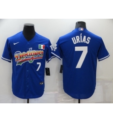 Men Los Angeles Dodgers 7 Julio Urias Royal Stitched Baseball jersey