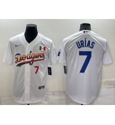 Men Los Angeles Dodgers 7 Julio Urias White Cool Base Stitched Baseball Jersey
