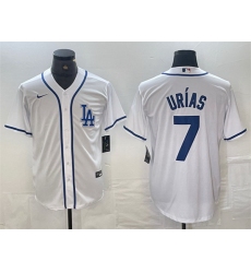 Men Los Angeles Dodgers 7 Julio Urias White Cool Base Stitched Baseball Jersey