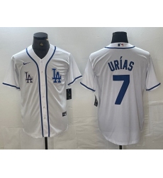 Men Los Angeles Dodgers 7 Julio Urias White Cool Base Stitched Baseball Jersey