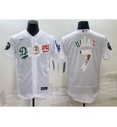 Men Los Angeles Dodgers 7 Julio Urias White With Vin Scully Patch Flex Base Stitched Baseball JerseyS 1