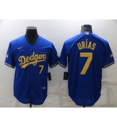 Men Los Angeles Dodgers 7 Urias Blue gilt character Nike Game 2022 MLB Jersey