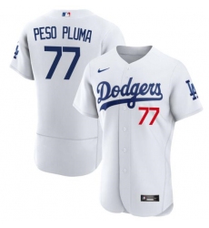Men Los Angeles Dodgers 77 Peso Pluma White Flex Base Stitched Baseball Jersey