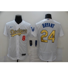 Men Los Angeles Dodgers 8  26 24 Kobe Bryant White Gold 2020 Nike Flexbase Jersey