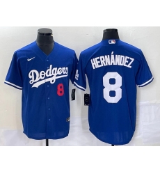 Men Los Angeles Dodgers 8 Enrique Hern E1ndez Blue Cool Base Stitched Baseball Jersey