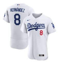 Men Los Angeles Dodgers 8 Enrique Hern E1ndez White Flex Base Stitched Baseball Jersey