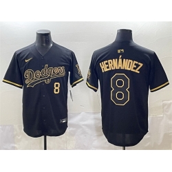 Men Los Angeles Dodgers 8 Enrique Hernandez Black Gold Limited Stitched Jersey