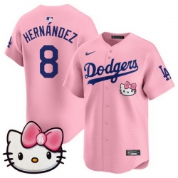 Men Los Angeles Dodgers 8 Enrique Hernandez Pink 2025 Hello Kitty Vapor Limited Stitched Baseball Jersey