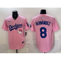 Men Los Angeles Dodgers  8 Enrique Hernandez Pink 2025 Hello Kitty Vapor Limited Stitched Baseball Jersey
