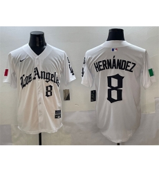 Men Los Angeles Dodgers 8 Enrique Hernandez White Mexico 2025 LA Gothic Style With Fernando Patch Vapor Premier Limited Stitched Baseball Jersey Men Los Angeles Dodgers 8 Enrique Hernandez White Mexico 2025 LA Gothic Style With Fernando Patch Vapor Premier Limited Stitched Baseball Jersey