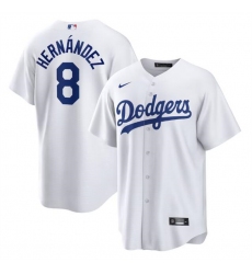 Men Los Angeles Dodgers 8 Kike Hernandez White Cool Base Stitched Jersey