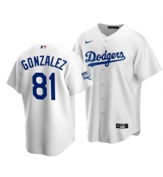 Men Los Angeles Dodgers 81 Victor Gonzalez White 2020 World Series Champions Home Patch Cool Base Stitched Jersey