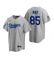Men Los Angeles Dodgers 85 Dustin May Gray 2020 World Series Champions Replica Jersey