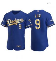 Men Los Angeles Dodgers 9 Gavin Lux Men Nike Authentic 2021 Gold Program World Series Champions MLB Jersey Royal