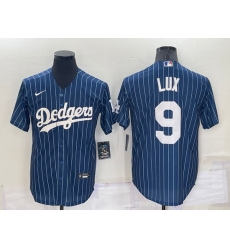Men Los Angeles Dodgers 9 Gavin Lux Navy Cool Base Stitched Jersey