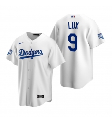 Men Los Angeles Dodgers 9 Gavin Lux White 2020 World Series Champions Replica Jersey