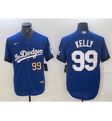 Men Los Angeles Dodgers 99 Joe Kelly Blue City Connect Cool Base Stitched Baseball Jersey 2