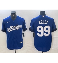 Men Los Angeles Dodgers 99 Joe Kelly Blue City Connect Cool Base Stitched Baseball Jersey