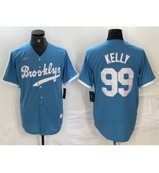 Men Los Angeles Dodgers 99 Joe Kelly Light Blue Throwback Cool Base Stitched Baseball Jersey