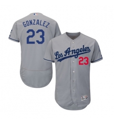 Men Los Angeles Dodgers Adrian Gonzalez Grey Authentic Home Flex Base MLB Jersey