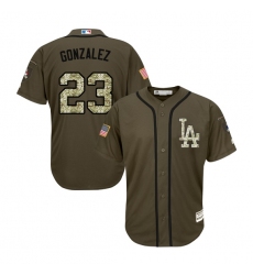 Men Los Angeles Dodgers Adrian Gonzalez Official Green Authentic Majestic Salute to Service MLB Jersey