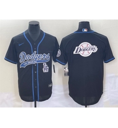 Men Los Angeles Dodgers Black Team Big Logo With Patch Cool Base Stitched Baseball Jersey