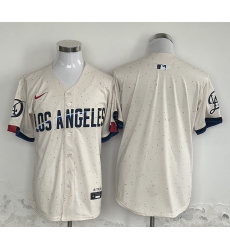 Men Los Angeles Dodgers Blank Cream Stitched Baseball Jersey