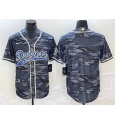 Men Los Angeles Dodgers Blank Gray Camo Cool Base With Patch Stitched Baseball Jersey