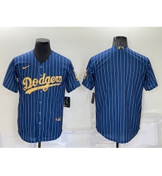 Men Los Angeles Dodgers Blank Navy Gold Cool Base Stitched Baseball Jersey
