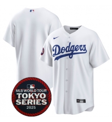 Men Los Angeles Dodgers Blank White 2025 World Tour Tokyo Series Home Stitched Baseball Jersey