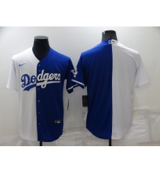 Men Los Angeles Dodgers Blank White Blue Split Cool Base Stitched Baseball Jersey
