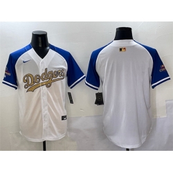 Men Los Angeles Dodgers Blank White Royal Gold 2024 World Series Champions Vapor Limited Stitched Baseball Jersey