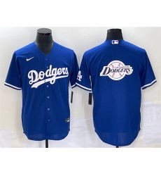 Men Los Angeles Dodgers Blue Team Big Logo Cool Base Stitched Baseball Jersey