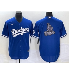 Men Los Angeles Dodgers Blue Team Big Logo Cool Base Stitched Baseball JerseyS