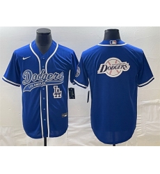 Men Los Angeles Dodgers Blue Team Big Logo With Patch Cool Base Stitched Baseball Jersey