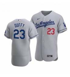Men Los Angeles Dodgers Danny Duffy 23 Grey Flex Base Stitched MLB Jersey