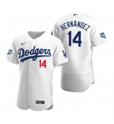 Men Los Angeles Dodgers Enrique Hernandez White 2020 World Series Champions Flex Base Jersey