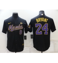 Men Los Angeles Dodgers Front 8 Back 24 Kobe Bryant Black  Mamba Throwback With KB Patch Cool Base Stitched jersey