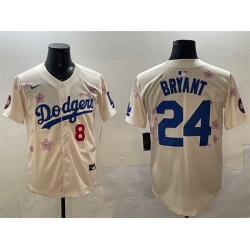Men Los Angeles Dodgers Front 8 Back 24 Kobe Bryant Cream 2025 Tokyo Series Limited Stitched Baseball Jersey