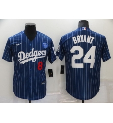 Men Los Angeles Dodgers Front 8 Back 24 Kobe Bryant Navy With KB Patch Cool Base Stitched jersey