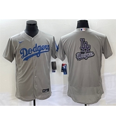 Men Los Angeles Dodgers Grey Team Big Logo Flex Base Stitched Baseball JerseyS