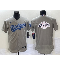 Men Los Angeles Dodgers Grey Team Big Logo Flex Base Stitched Baseball Jersey