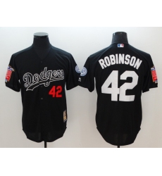 Men Los Angeles Dodgers Jackie Robinson 42 Black Cool Base Jersey