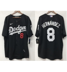 Men Los Angeles Dodgers Kike Enrique Hernandez  #8 Black FLex Base Stitched Baseball Jersey