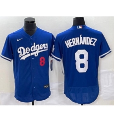 Men Los Angeles Dodgers Kike Hernandez #8 Blue Stitched Flex Base MLB Jersey