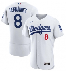 Men Los Angeles Dodgers Kike Hernandez #8 White Stitched Flex Base MLB Jersey