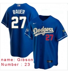 Men Los Angeles Dodgers Kirk Gibson 23 Championship Gold Trim Blue Limited All Stitched Flex Base Jersey