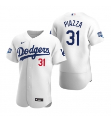 Men Los Angeles Dodgers Mike Piazza White 2020 World Series Champions Flex Base Jersey