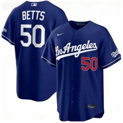 Men Los Angeles Dodgers Mookie Betts 50 Blue 2026 Gold Collection Stadium Stitched Baseball Jersey